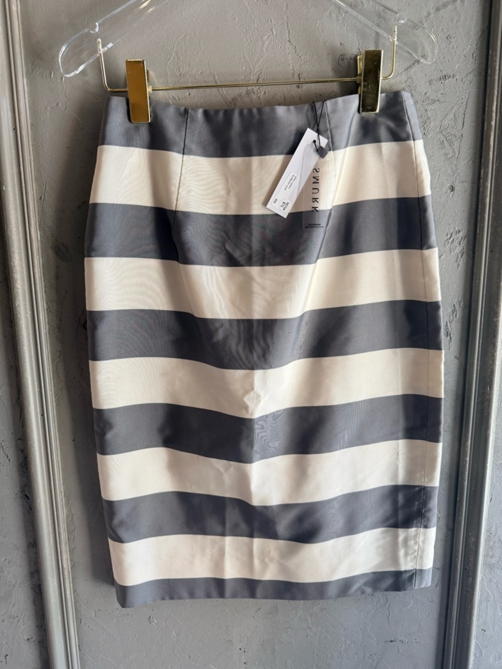 Burberry Striped Pencil Skirt in Gray & Cream -